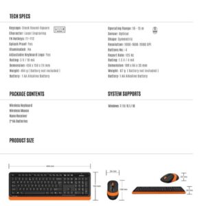 A4Tech 2.4G Wireless Keyboard & Mouse FG1010S