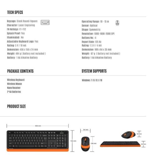 A4Tech 2.4G Wireless Keyboard & Mouse FG1010S