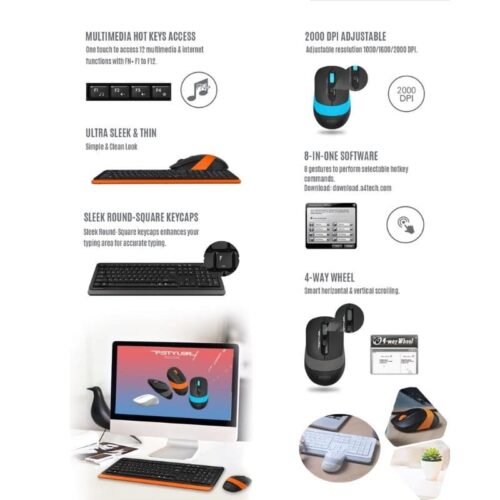 A4Tech 2.4G Wireless Keyboard & Mouse FG1010S