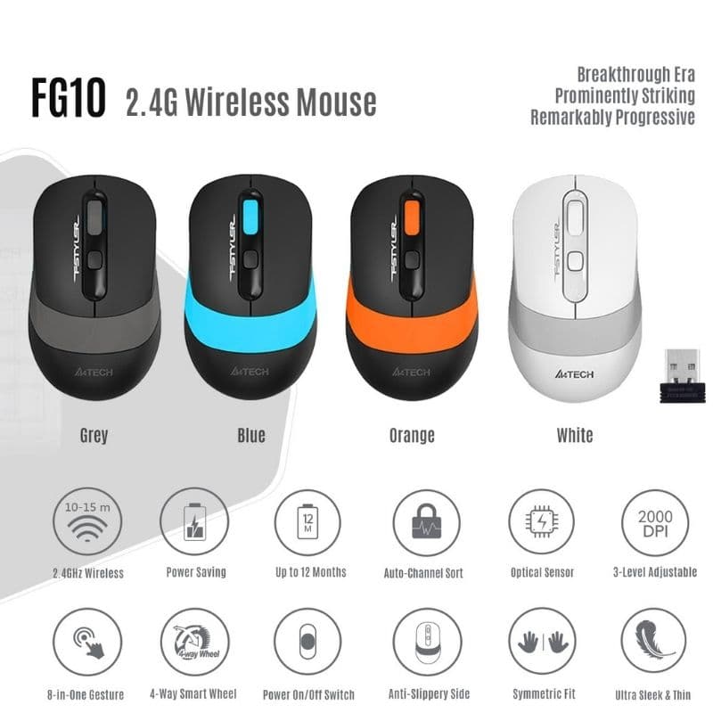 A4Tech 2.4G Wireless Mouse FG10S Price in Pakistan 2023