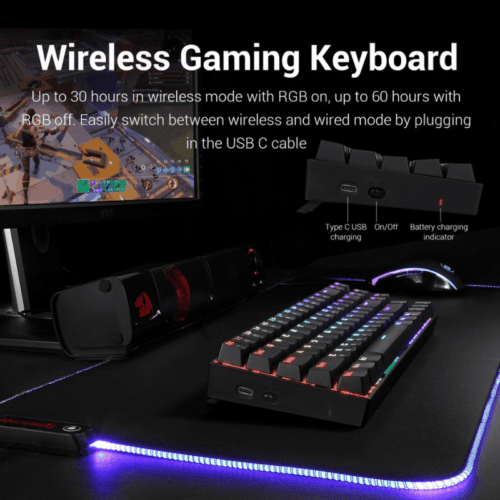 Redragon K599 KRS Deimos Mechanical Gaming Keyboard (wireless/wired) - Image 6