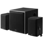 edifier m601db computer speaker system with wireless subwoofer, 2.0+1 bookshelf sound system, bluetooth 5.1 aptx, 110w rms, for desktop, laptop, tablets, phone, tv, black