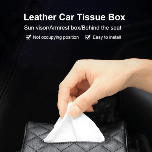 1 Pcs Black Tissue Boxes With Disposable Napkins Car Decoration Auto Storage - Image 2