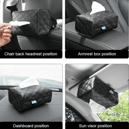 1 Pcs Black Tissue Boxes With Disposable Napkins Car Decoration Auto Storage - Image 3