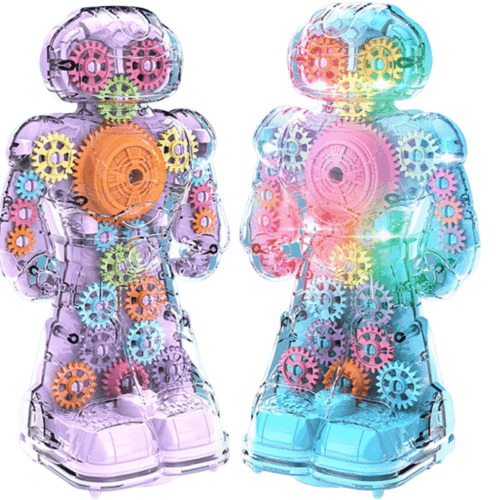Transparent Gear Robot with Music, Light & 360 Rotaion