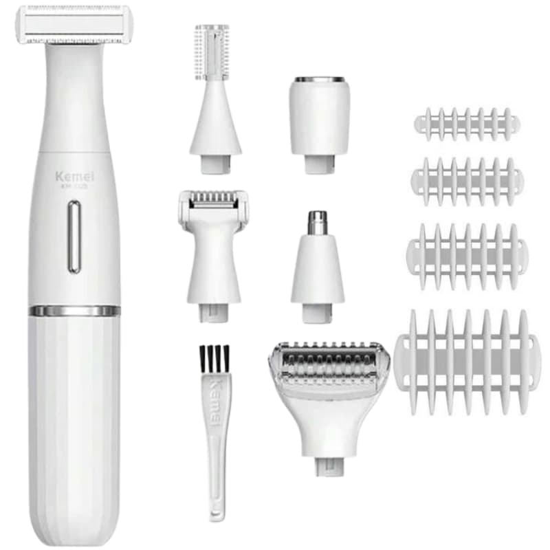 Kemei KM-3523 6-in-1 Women Facial Pubic & Body Hair Shaver Trimmer & Grooming Kit (15)